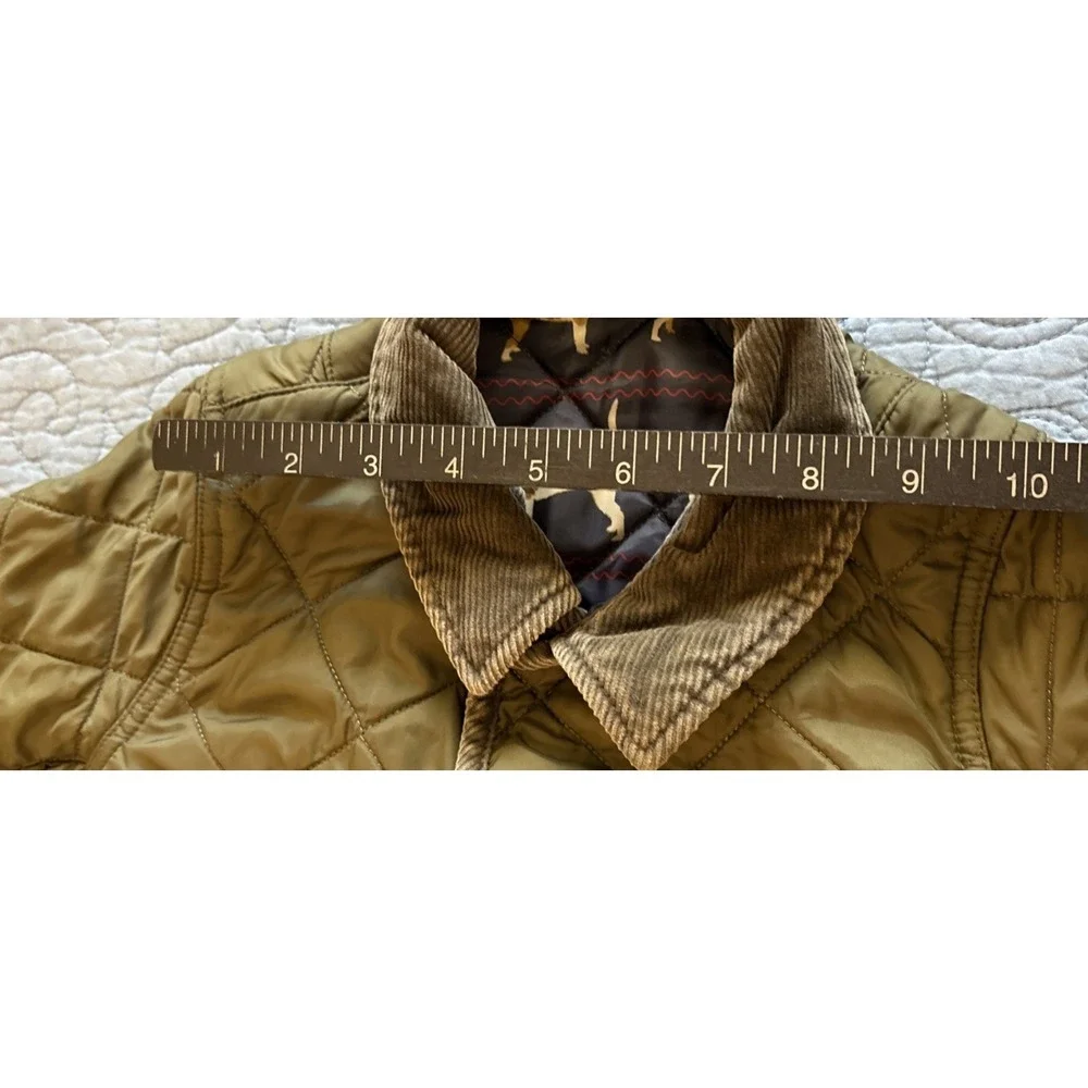 Barbour Alderley Jacket Kids Youth Size 6/7 Green Quilted Elbow Patches